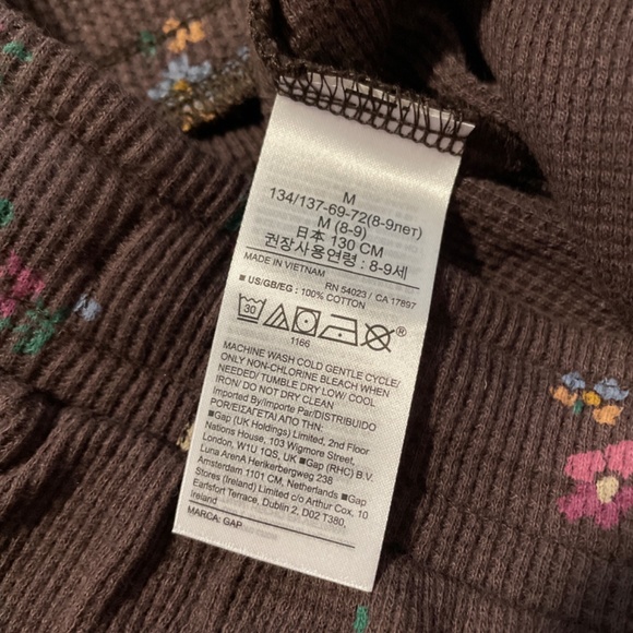 New Gap kids wide leg waffle pants brown floral size 8 medium - Picture 6 of 9